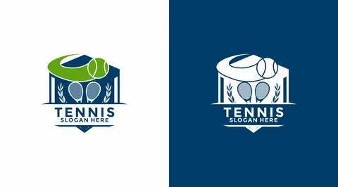Tennis Shield logo design vector, Tennis Sport Club Logo Designs Template Stock Illustration