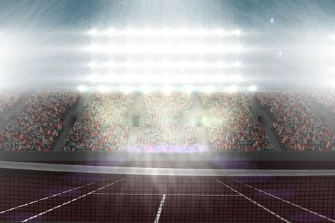Tennis stadium with floodlight Stock Illustration