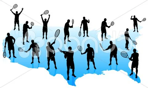 Tennis Team with United States Map Stock Illustration