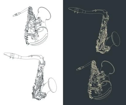 Tenor saxophone illustrations Stock Illustration