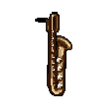 Tenor saxophone pixel art vector illustration Stock Illustration