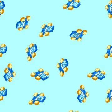 Tens electrotherapy device isometric icon seamless pattern Stock Illustration