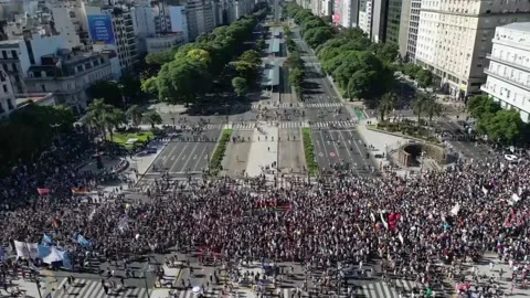Tens of thousands of Argentines say "enough" to hate speeches by Milei, Buenos A Stock Footage 300736712