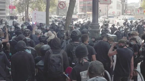 Tense Moment Between BLM Protesters and Police San Francisco Oct 2020 Stock Footage 143624527