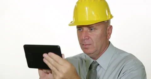 Tense Moment Engineer Read Tablet Bad Emails Financial Problems Disturbed News Video stock 58770930