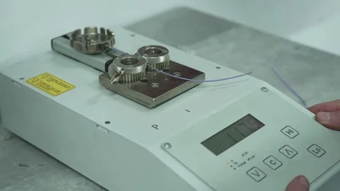 A tensile testing device. Cable breaking force measurement Stock Footage 321896880
