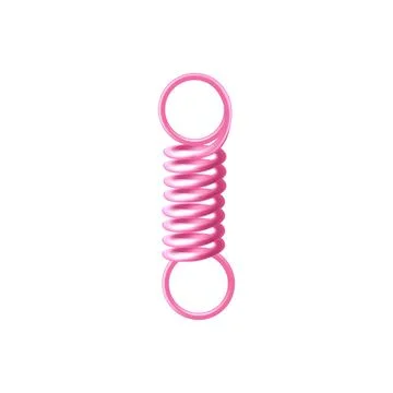 Tensional pink plastic spring or wire 3d realistic vector icon. Flexible tension Stock Illustration