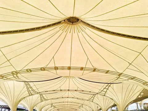 Tensioned coverage in racetrack area. Stock Photos