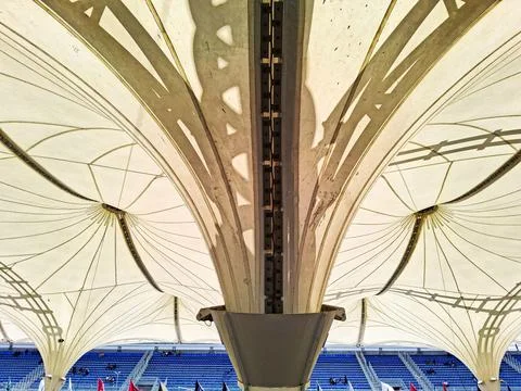 Tensioned coverage in racetrack area. Stock Photos