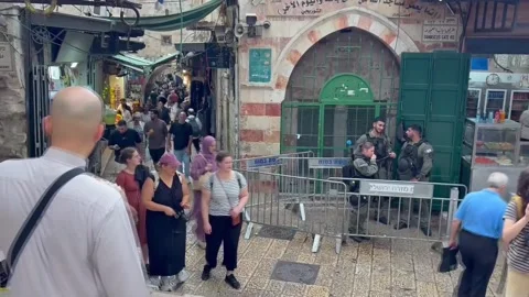 Tensions rise in Jerusalem Old City amid religious holidays, Jerusalén, IL - 02  Stock Footage 346891808