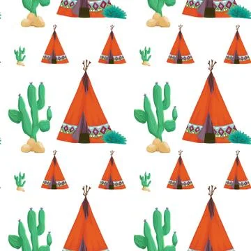 Tent and cactus Illustrazione stock