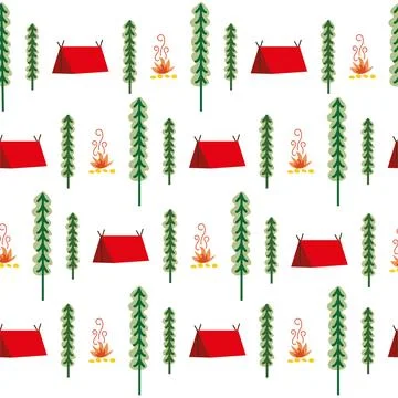 Tent and hammock in the forest pattern Illustrazione stock