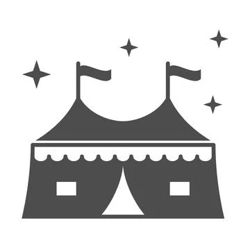 Tent with attractions solid icon, The rides concept, circus tent sign on white Stock Illustration