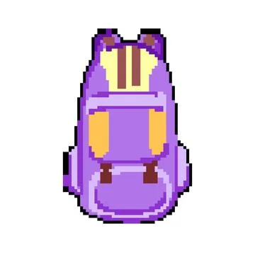 Tent backpack camp pixel art vector illustration Illustrazione stock