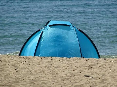 Tent On The Beach With An Ocean View Stock Photos