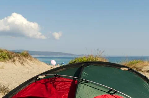 Tent on a beach Stock Photos