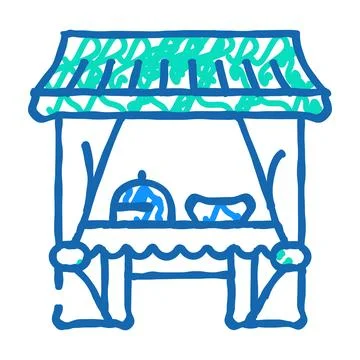 Tent buffet icon doodle illustration Stock Illustration
