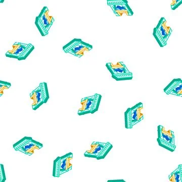 Tent buffet isometric icon seamless pattern Stock Illustration