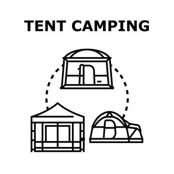 Tent camping different types for outdoor vacation Stock Illustration