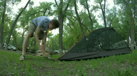 Tent Camping Set Up Timelapse Stock Footage 43789561
