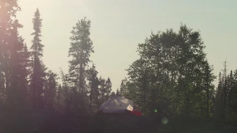 Tent camping in the wilderness Stock Footage 88301535