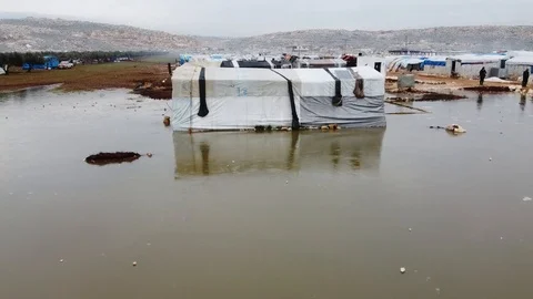 Tent cities in Idlib countryside. Video stock 125765331