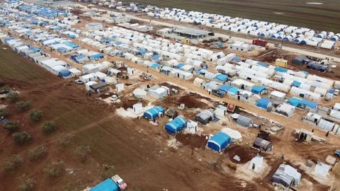 Tent cities in Idlib countryside. Stock Footage 125765336