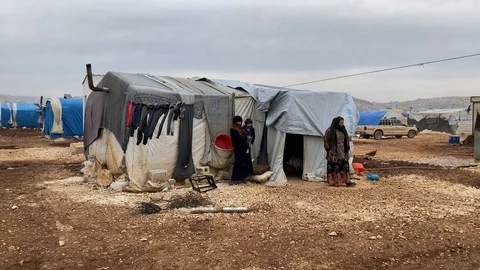 Tent cities in Idlib countryside. Stock Footage 125765370
