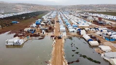Tent cities in Idlib countryside. Video stock 125765371
