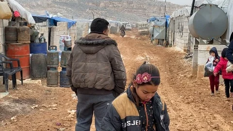 Tent cities in Idlib countryside. Stock Footage 125765374