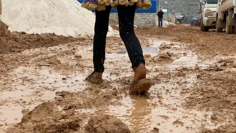 Tent cities in Idlib countryside. Stock Footage 125765376