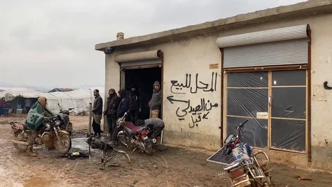 Tent cities in Idlib countryside. Stock Footage 125765382