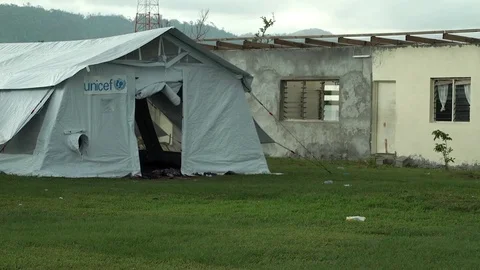 Tent classroom in Vanuatu Stock Footage 76503718