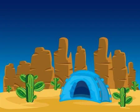Tent in desert Stock Illustration