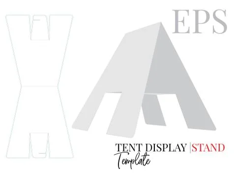 Tent display stand, vector. Die cut, laser cutting template Stock Illustration