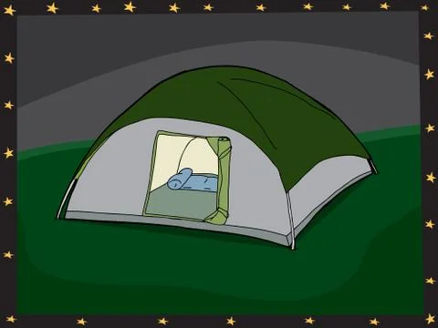 Tent at evening Stock Illustration