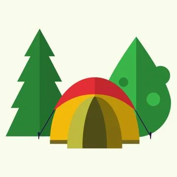 Tent in forest Stock Illustration
