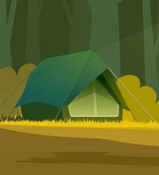 Tent in forest Stock Illustration
