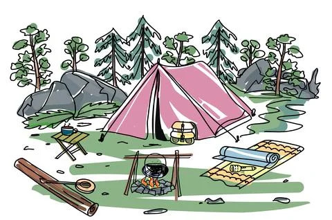 Tent in the forest, Stock Illustration