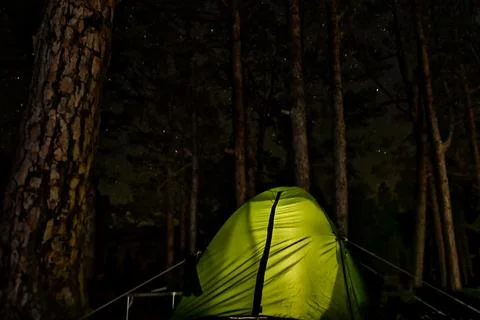 A tent in the forest Stock Photos