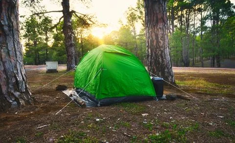 A tent in the forest Stock Photos