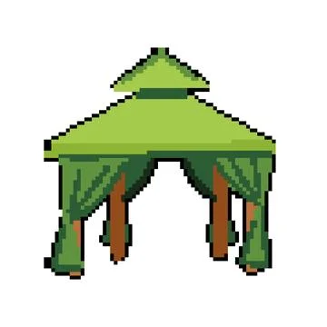 Up tent garden pixel art vector illustration Stock Illustration