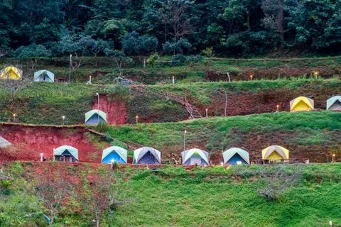 Tent on the hill Stock Photos
