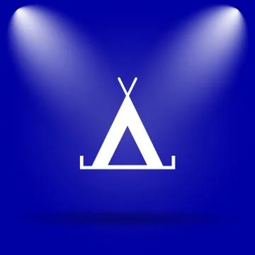 Tent icon. Flat icon on blue background.. Stock Illustration
