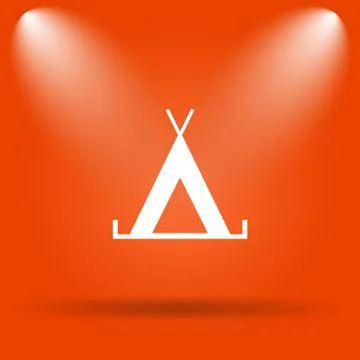 Tent icon. Internet button on orange background.. Stock Illustration