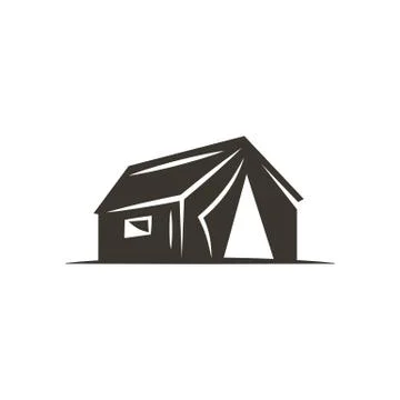 Tent icon isolated on white background. Solid adventure symbol. Monochrome Stock Illustration