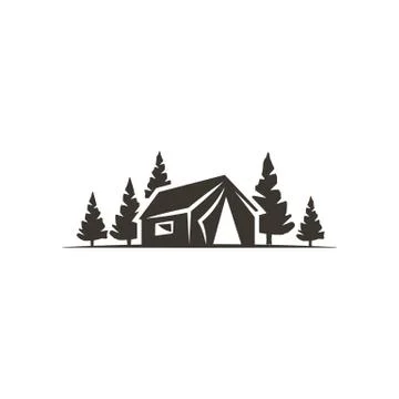 Tent icon isolated on white background. Solid adventure symbol. Monochrome Stock Illustration