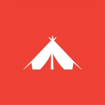 Tent Icon On Red Background. Red Flat Style Vector Illustration Stock Illustration