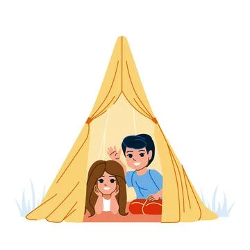 Tent kid vector イラスト素材