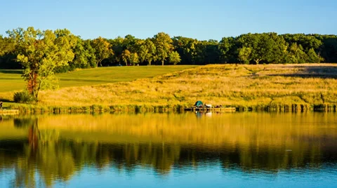 Tent by the Lake Stock Footage 30958597